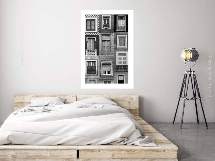 Poster Patterned Windows - black and white window photography in an abstract style 129789 additionalImage 3