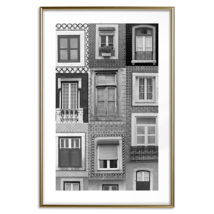 Poster Patterned Windows - black and white window photography in an abstract style 129789 additionalImage 14