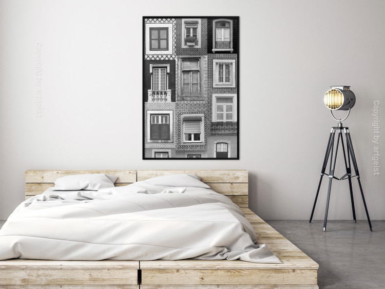 Poster Patterned Windows - black and white window photography in an abstract style 129789 additionalImage 4