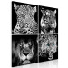 Canvas Print Big Cats (4-piece) - black and white lions in an oriental ambiance 129889 additionalThumb 2