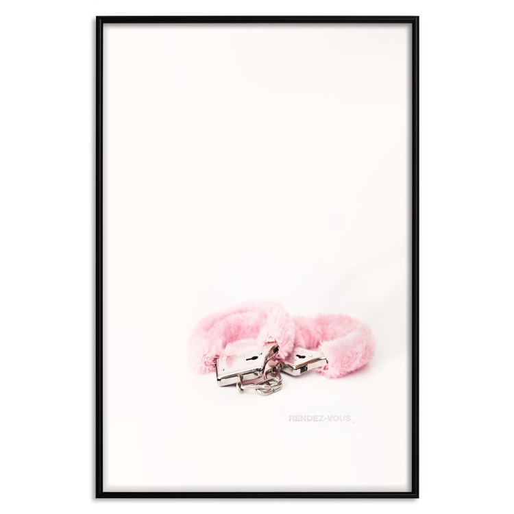 Poster Rendezvous - handcuffs with pink fur on a uniform light background 131789 additionalImage 17