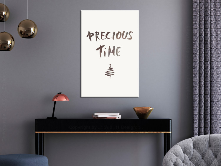 Canvas Art Print Precious time - Christmas graphic with an English inscription 132089 additionalImage 3