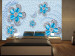 Wall Mural Jewels in flowers - abstract of flowers and butterflies on blue offset 132189
