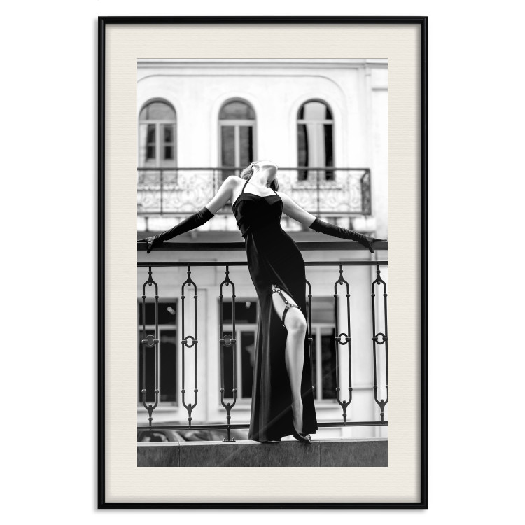Wall Poster Dance in Paris - black and white photograph of a woman against architectural backdrop 132289 additionalImage 19