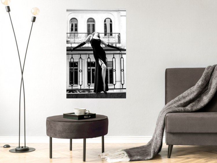 Wall Poster Dance in Paris - black and white photograph of a woman against architectural backdrop 132289 additionalImage 4