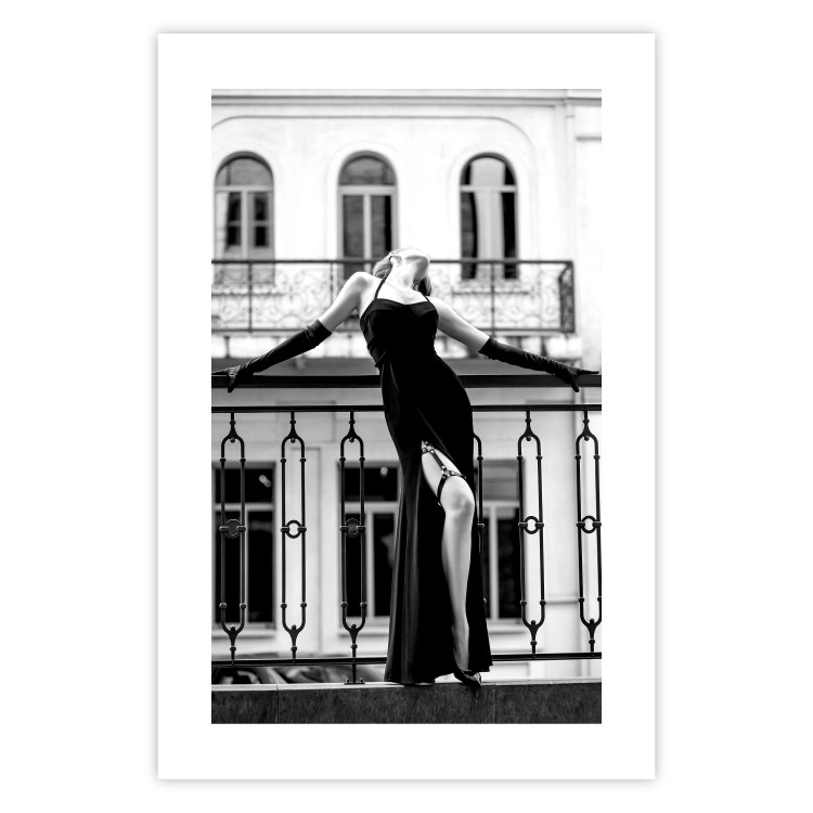 Wall Poster Dance in Paris - black and white photograph of a woman against architectural backdrop 132289 additionalImage 25