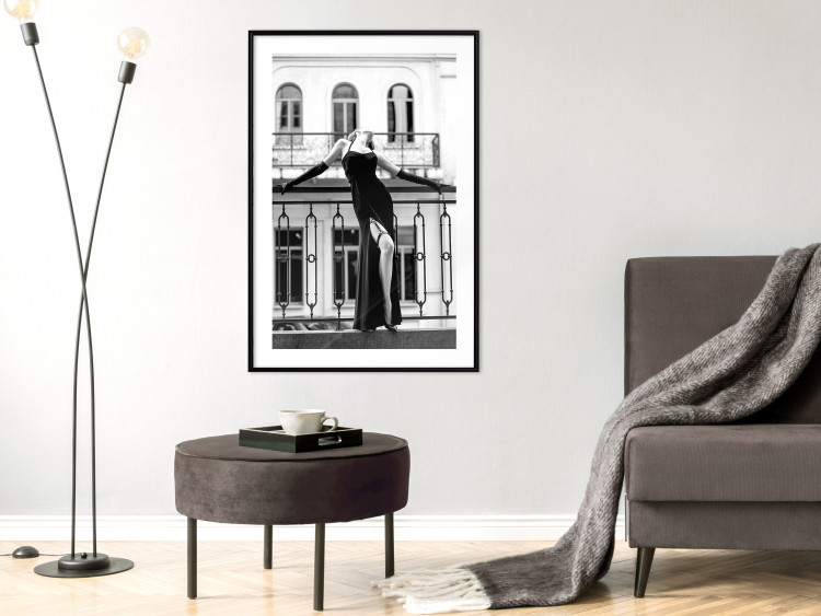 Wall Poster Dance in Paris - black and white photograph of a woman against architectural backdrop 132289 additionalImage 18