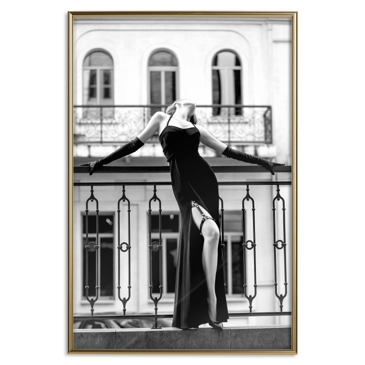Wall Poster Dance in Paris - black and white photograph of a woman against architectural backdrop 132289 additionalImage 21