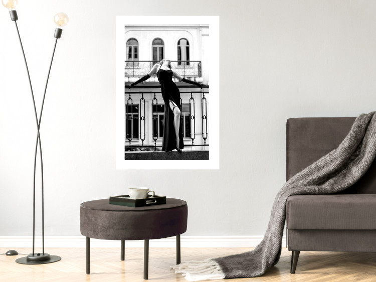 Wall Poster Dance in Paris - black and white photograph of a woman against architectural backdrop 132289 additionalImage 5