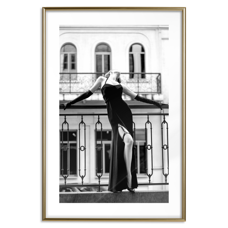 Wall Poster Dance in Paris - black and white photograph of a woman against architectural backdrop 132289 additionalImage 14