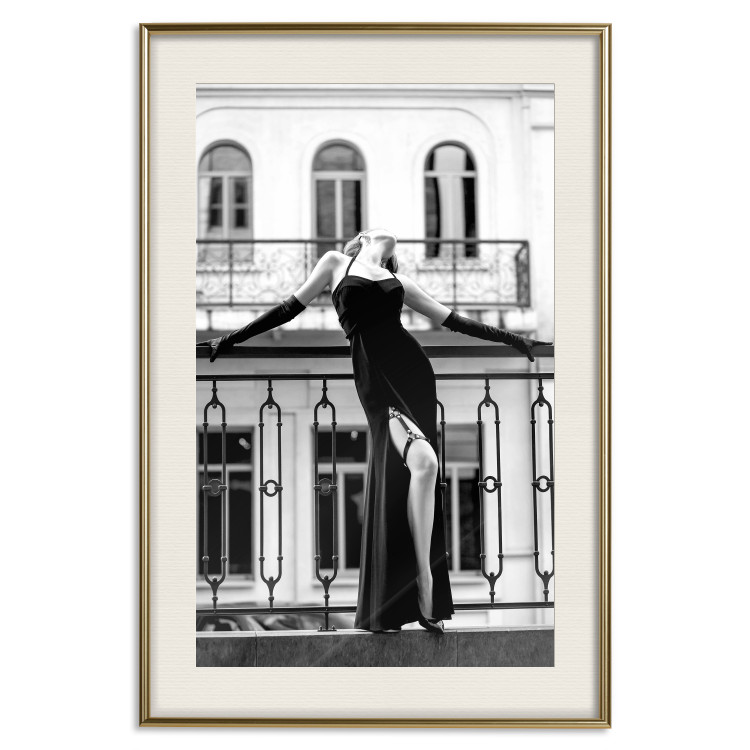 Wall Poster Dance in Paris - black and white photograph of a woman against architectural backdrop 132289 additionalImage 20