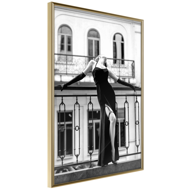 Wall Poster Dance in Paris - black and white photograph of a woman against architectural backdrop 132289 additionalImage 12