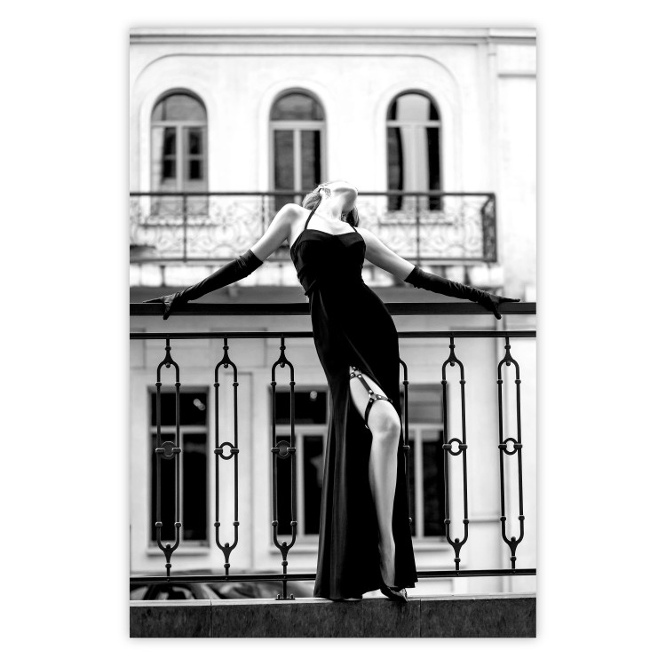 Wall Poster Dance in Paris - black and white photograph of a woman against architectural backdrop 132289