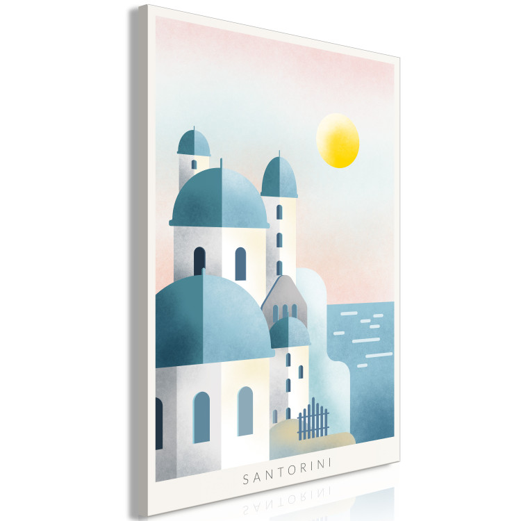 Canvas Print Greek Santorini - landscape with a characteristic white architecture of Santorini island and the sea with subtitles 134989 additionalImage 2