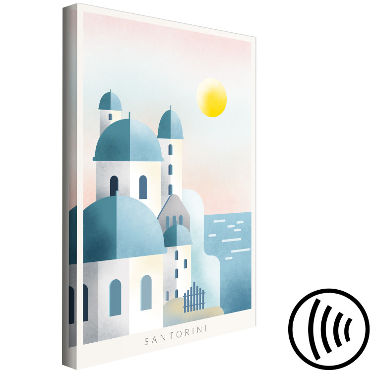 Canvas Print Greek Santorini - landscape with a characteristic white architecture of Santorini island and the sea with subtitles 134989 additionalImage 6