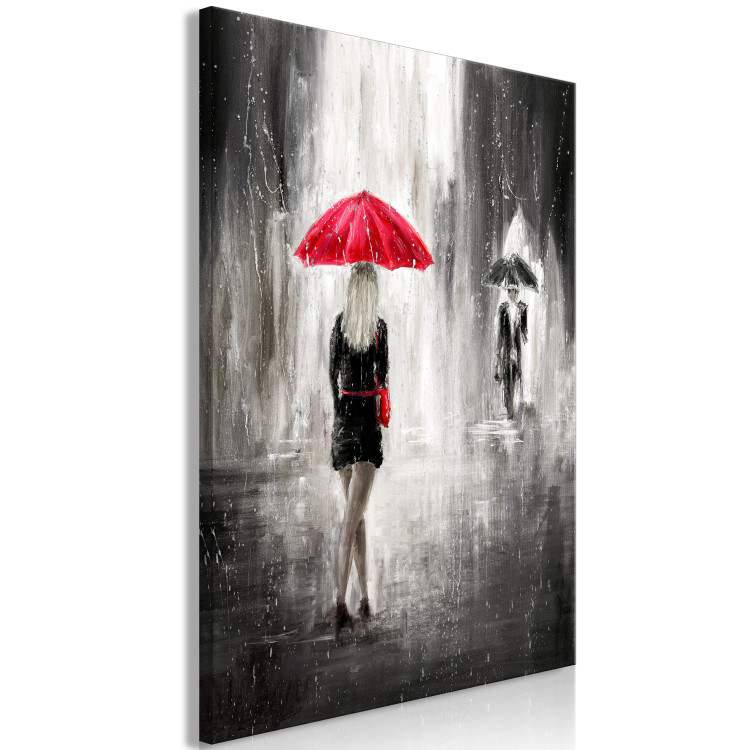 Canvas Print Rainy Encounter (1-piece) Vertical - landscape of a couple with umbrella 135089 additionalImage 2