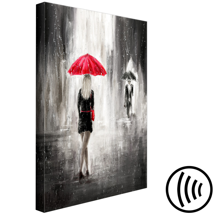 Canvas Print Rainy Encounter (1-piece) Vertical - landscape of a couple with umbrella 135089 additionalImage 6