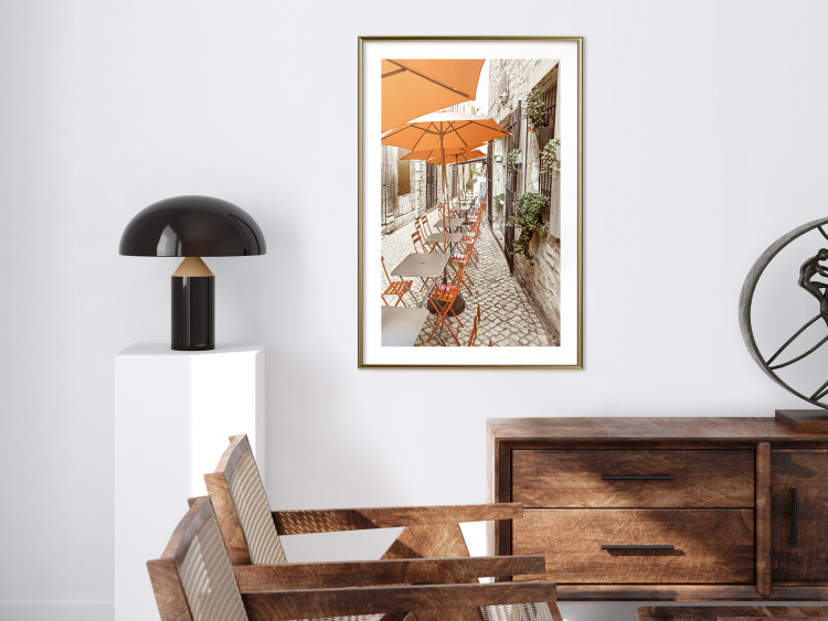 Poster Summer Morning - restaurant tables and street in an Italian town 135889 additionalImage 19