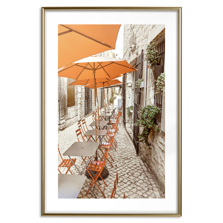 Poster Summer Morning - restaurant tables and street in an Italian town 135889 additionalImage 16