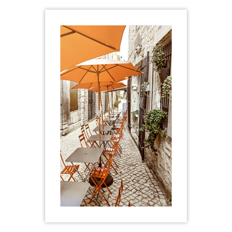 Poster Summer Morning - restaurant tables and street in an Italian town 135889 additionalImage 13