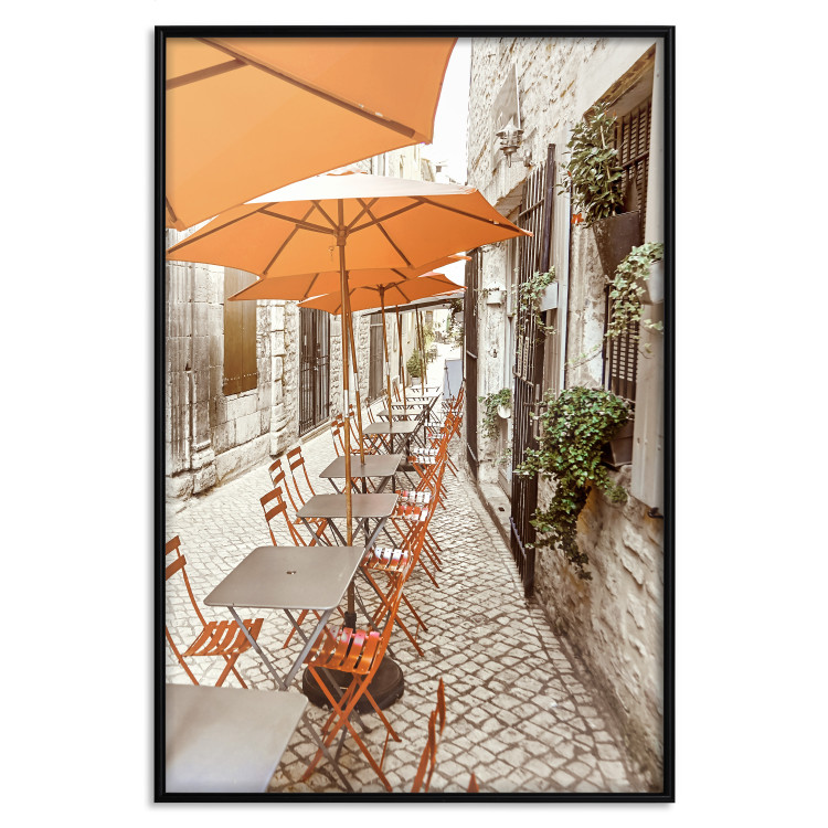 Poster Summer Morning - restaurant tables and street in an Italian town 135889 additionalImage 12