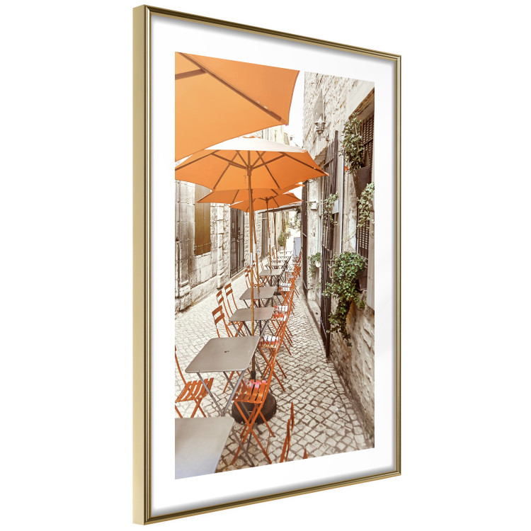Poster Summer Morning - restaurant tables and street in an Italian town 135889 additionalImage 2