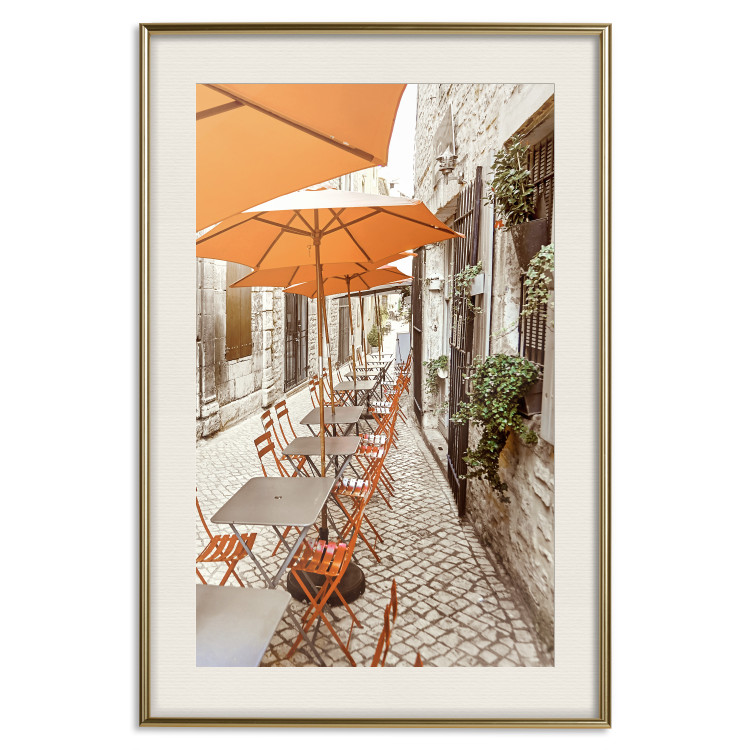 Poster Summer Morning - restaurant tables and street in an Italian town 135889 additionalImage 18