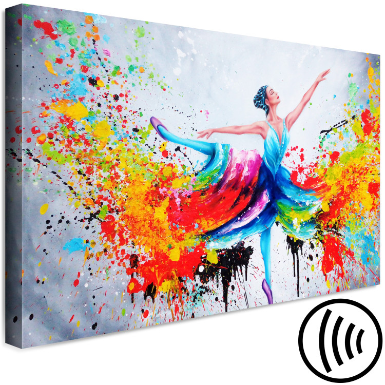 Canvas Art Print Ballerina (1-piece) Wide - dancing woman in a colorful dress 136989 additionalImage 6
