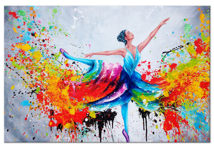 Canvas Art Print Ballerina (1-piece) Wide - dancing woman in a colorful dress 136989