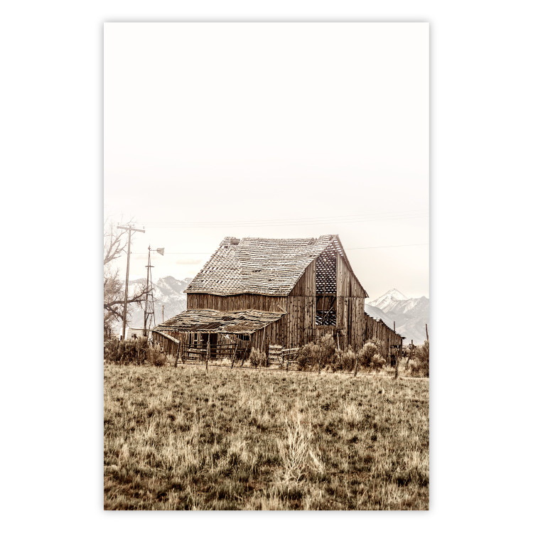 Poster Abandoned Ranch - rural landscape overlooking a wooden house 137689