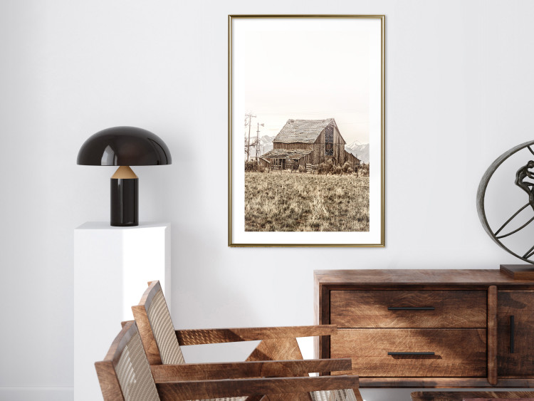 Poster Abandoned Ranch - rural landscape overlooking a wooden house 137689 additionalImage 23