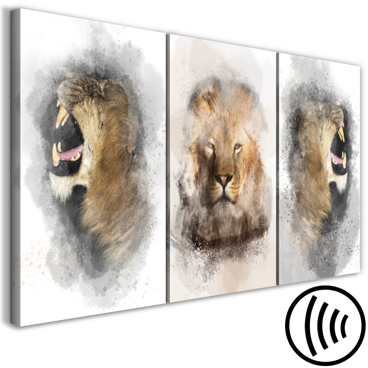 Canvas Print Lion Portrait (3-piece) - wild cat from three different perspectives 138689 additionalImage 6