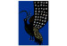 Canvas Art Print Oriental Peacock (1-piece) Vertical - black bird on navy background 142489