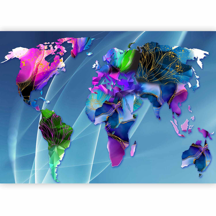 Wall Mural Abstraction with continents - colourful world map with colourful patterns 142989 additionalImage 5