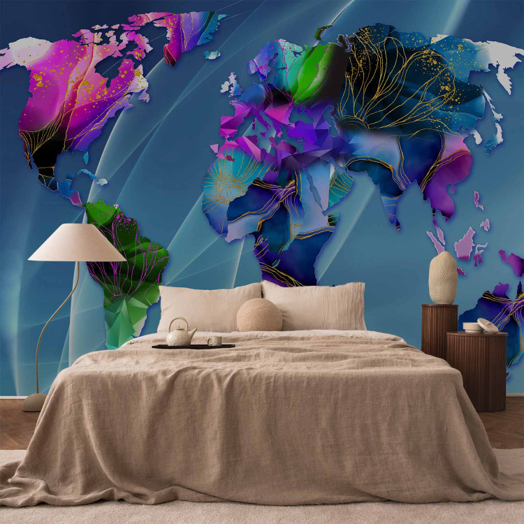 Wall Mural Abstraction with continents - colourful world map with colourful patterns 142989 additionalImage 2