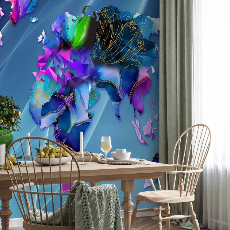 Wall Mural Abstraction with continents - colourful world map with colourful patterns 142989 additionalImage 4