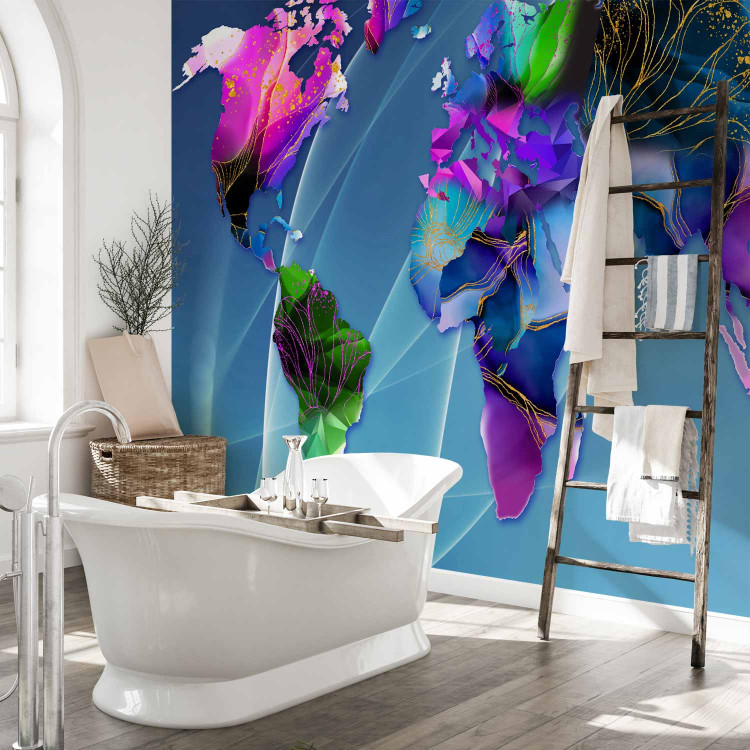 Wall Mural Abstraction with continents - colourful world map with colourful patterns 142989 additionalImage 8