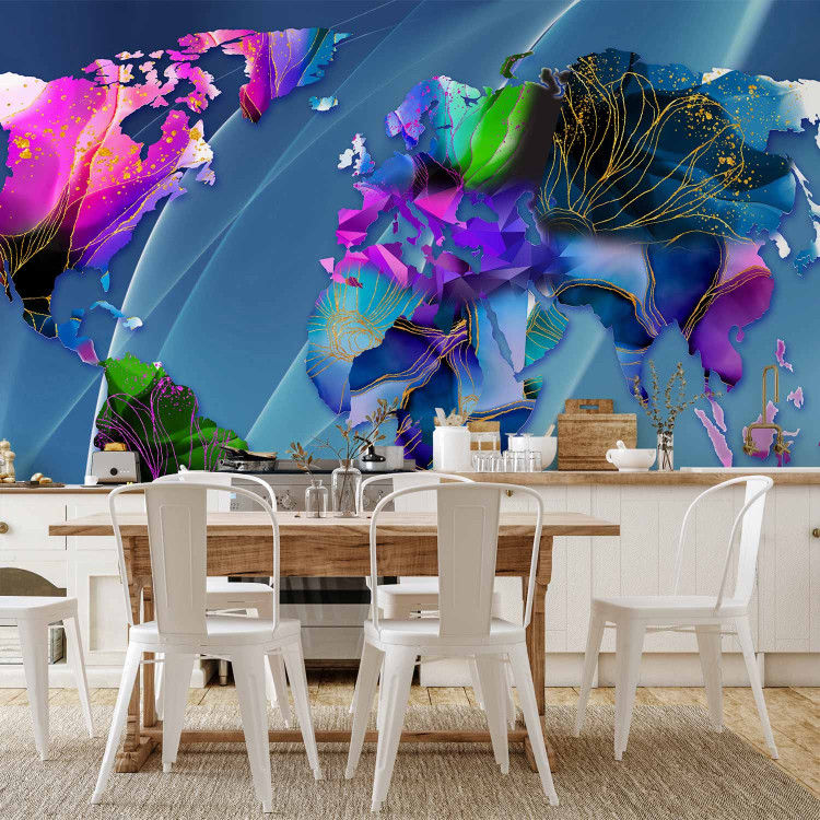 Wall Mural Abstraction with continents - colourful world map with colourful patterns 142989 additionalImage 6