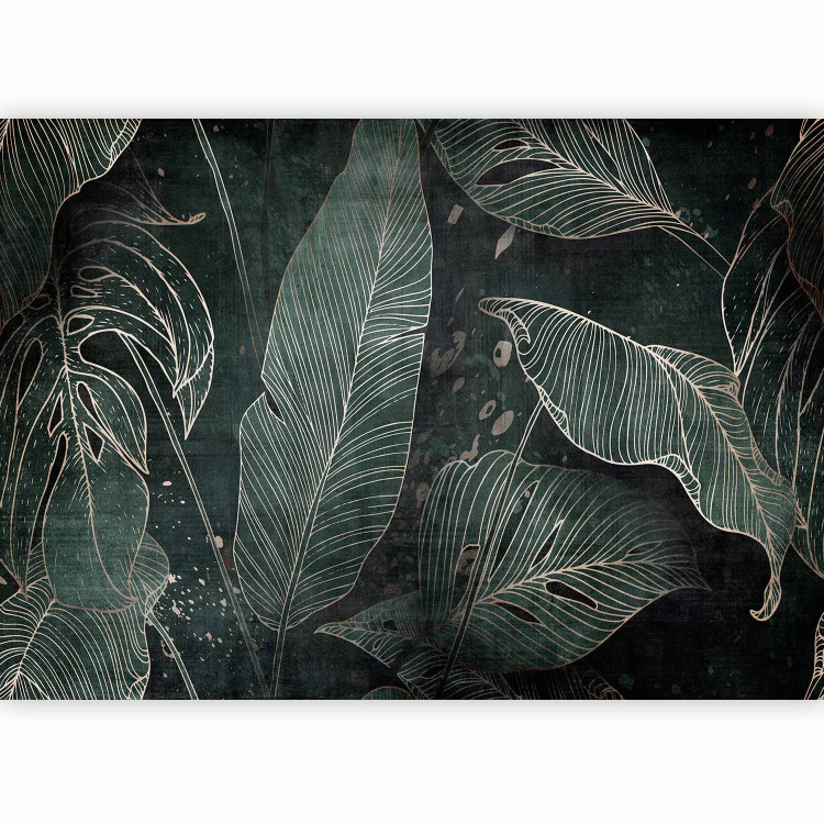 Wall Mural In a maze of leaves - dark landscape of tropical leaves in lineart style 143089 additionalImage 5