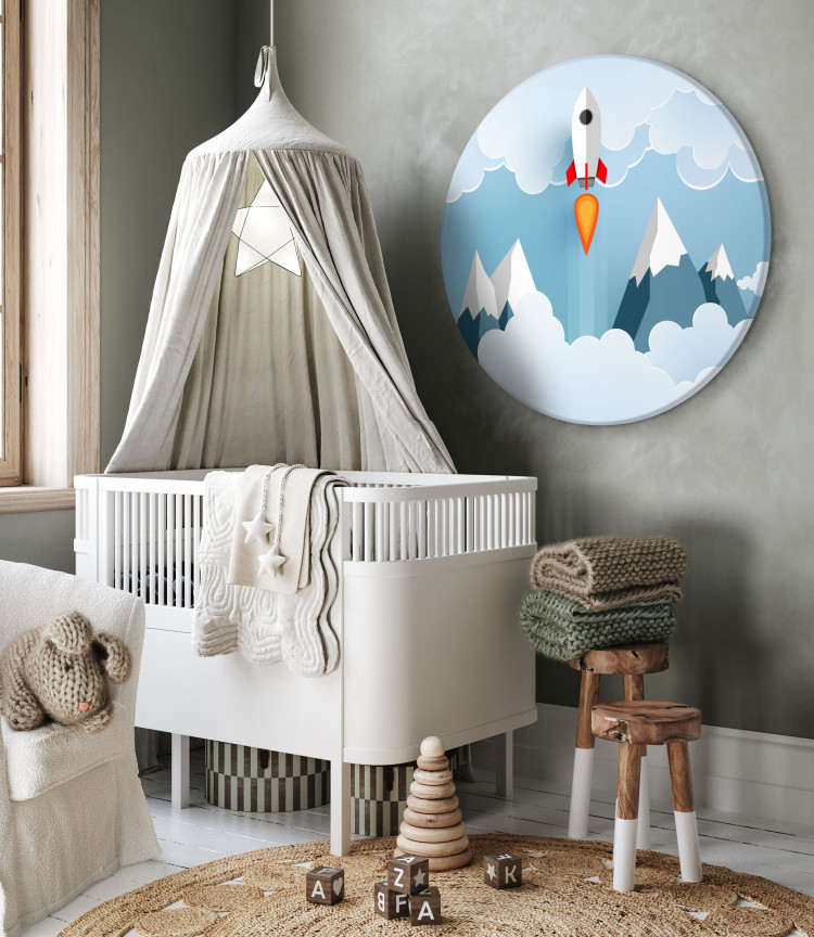 Round Canvas Space Flight - Rocket Taking off Against the Backdrop of Snowy Mountains 148689 additionalImage 3