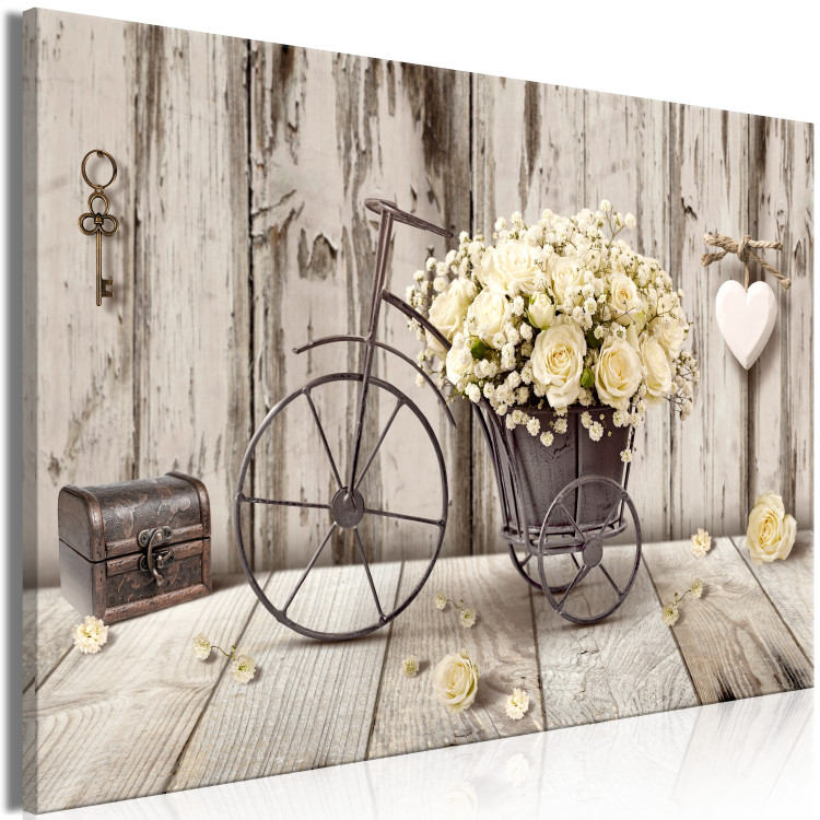 Canvas Secret Bouquet (1-piece) Wide - bicycle and flowers in vintage style 149289 additionalImage 2