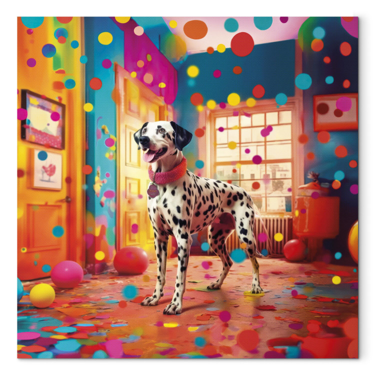 Canvas Print AI Dalmatian Dog - Spotted Animal in Color Room - Square 150289 additionalImage 7