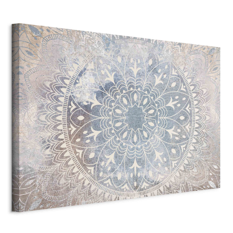 Large canvas print Mandala - A Bright Cream-Colored Ornament on a Blue Background [Large Format] 151189 additionalImage 3