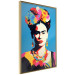 Wall Poster Blue Portrait - Frida Kahlo With Flowers in Her Hair in Pop-Art Style 152189 additionalThumb 7