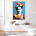 Wall Poster Blue Portrait - Frida Kahlo With Flowers in Her Hair in Pop-Art Style 152189 additionalThumb 2