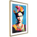 Wall Poster Blue Portrait - Frida Kahlo With Flowers in Her Hair in Pop-Art Style 152189 additionalThumb 6