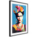 Wall Poster Blue Portrait - Frida Kahlo With Flowers in Her Hair in Pop-Art Style 152189 additionalThumb 4