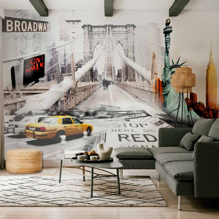 Wall Mural Streets of New York - Urban Architecture with Statue of Liberty and Bridge 60689
