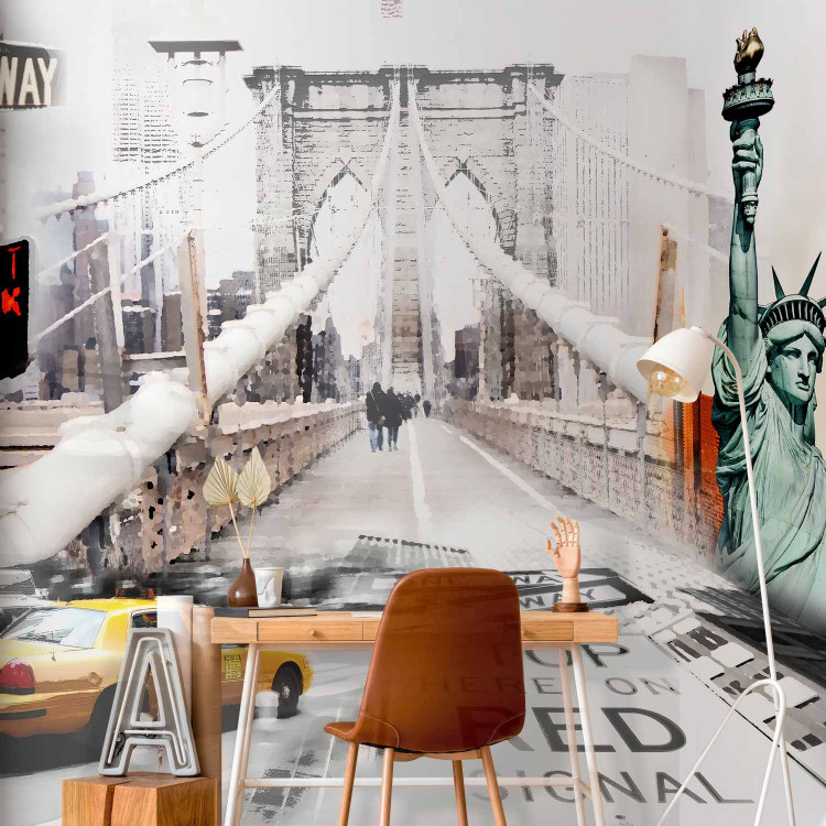 Wall Mural Streets of New York - Urban Architecture with Statue of Liberty and Bridge 60689 additionalImage 4