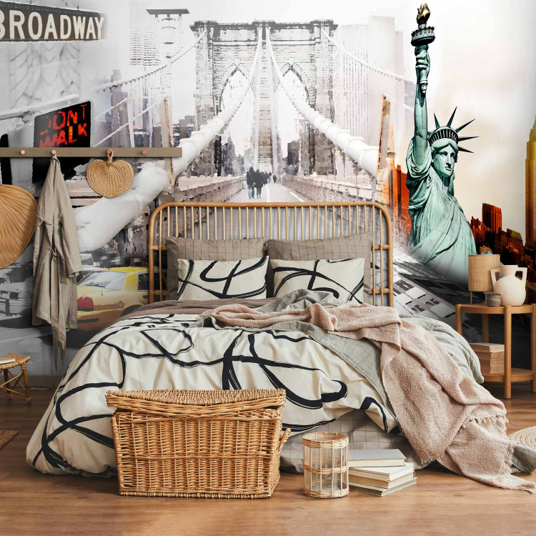 Wall Mural Streets of New York - Urban Architecture with Statue of Liberty and Bridge 60689 additionalImage 2